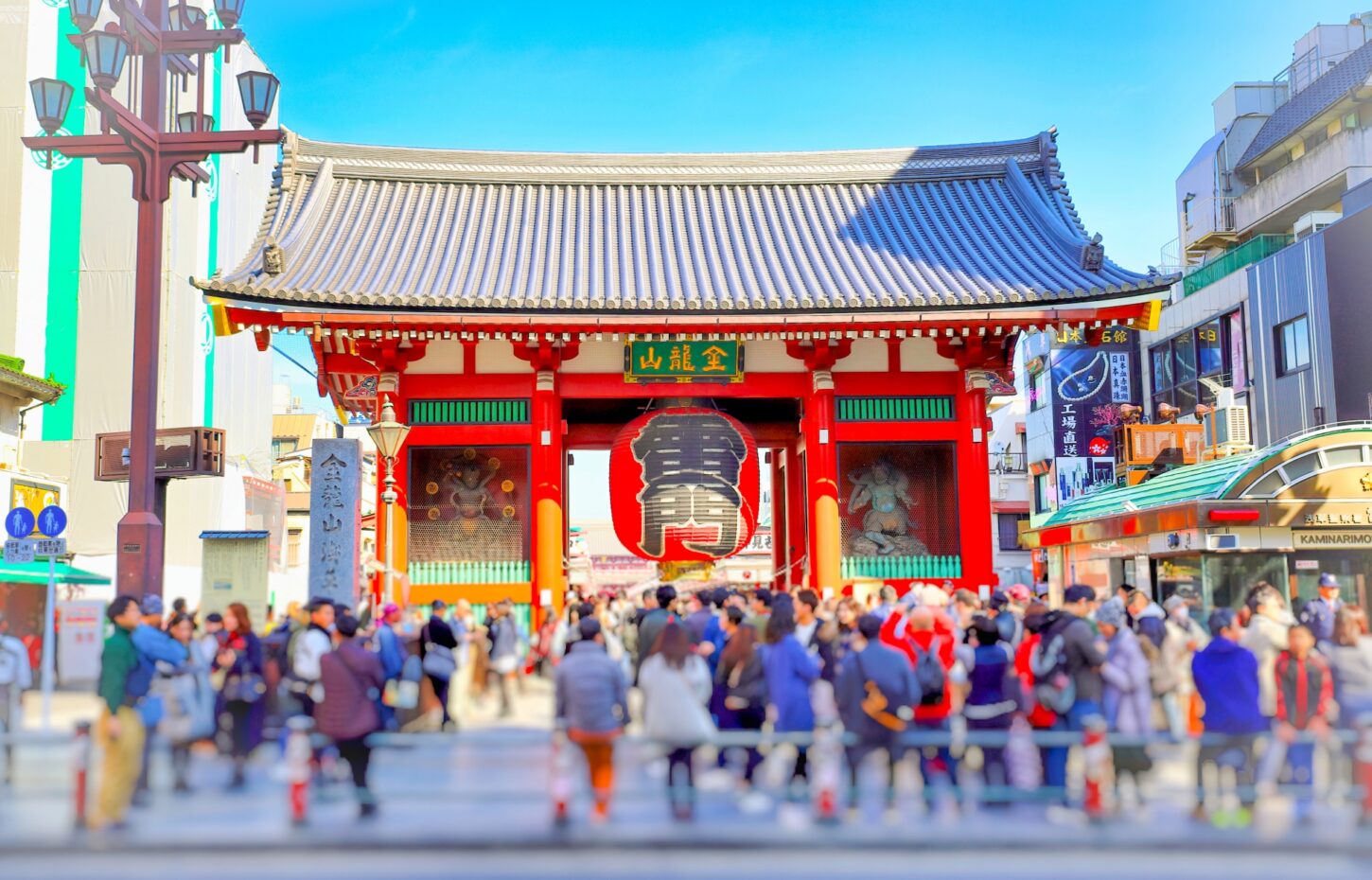 Kaminarimon Thunder Gate at the entrance of Senso-ji Temple complex in Asakusa Tokyo