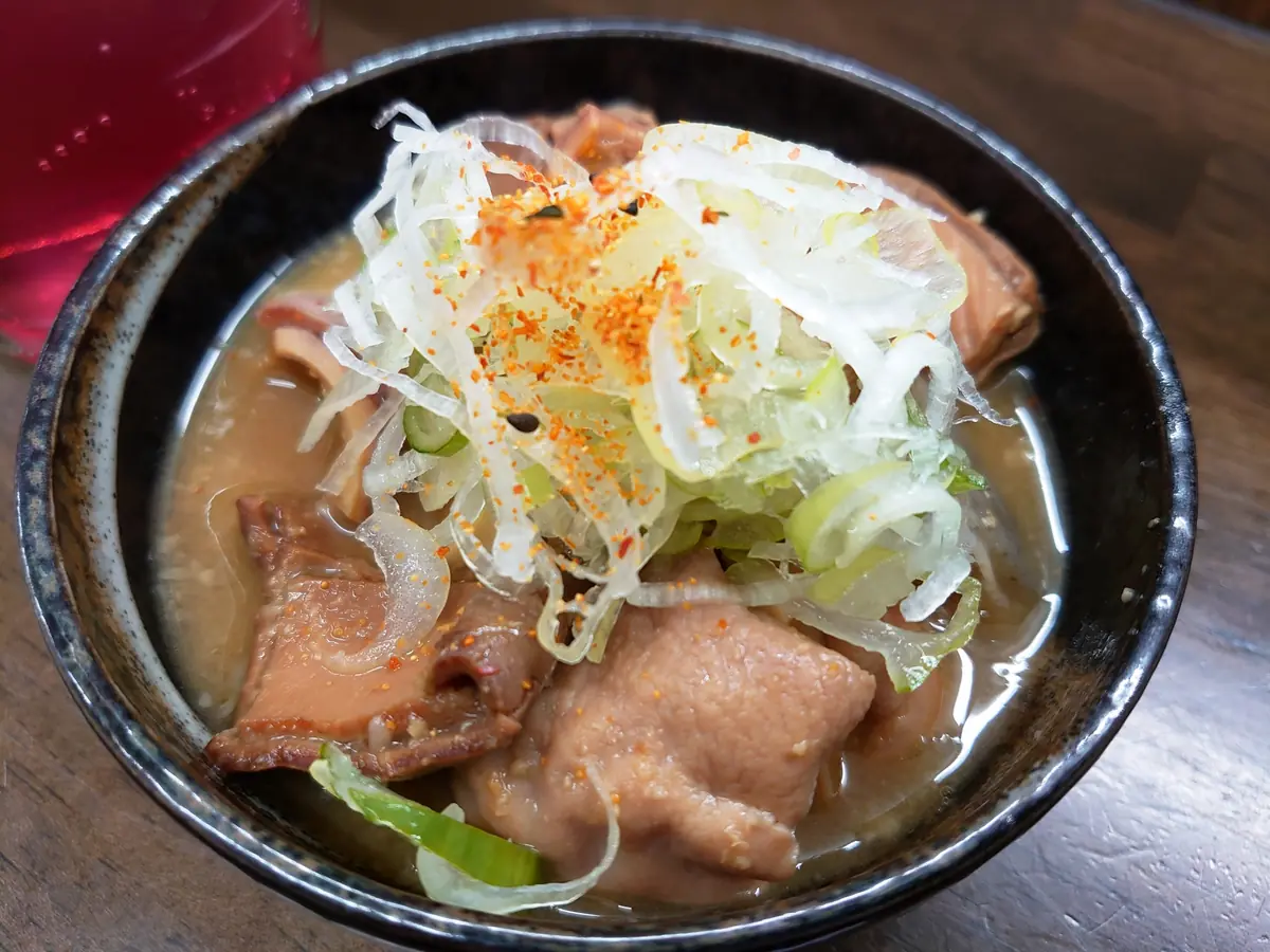 Close-up of Nikomi beef tendon stew at a Hoppy Street stall