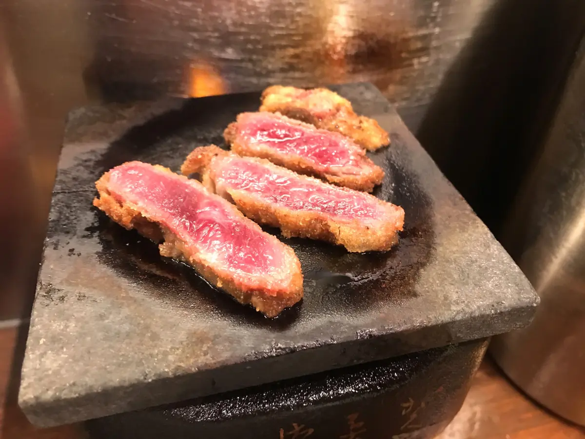 Asakusa Gyukatsu beef cutlet with personal stone grill at the table
