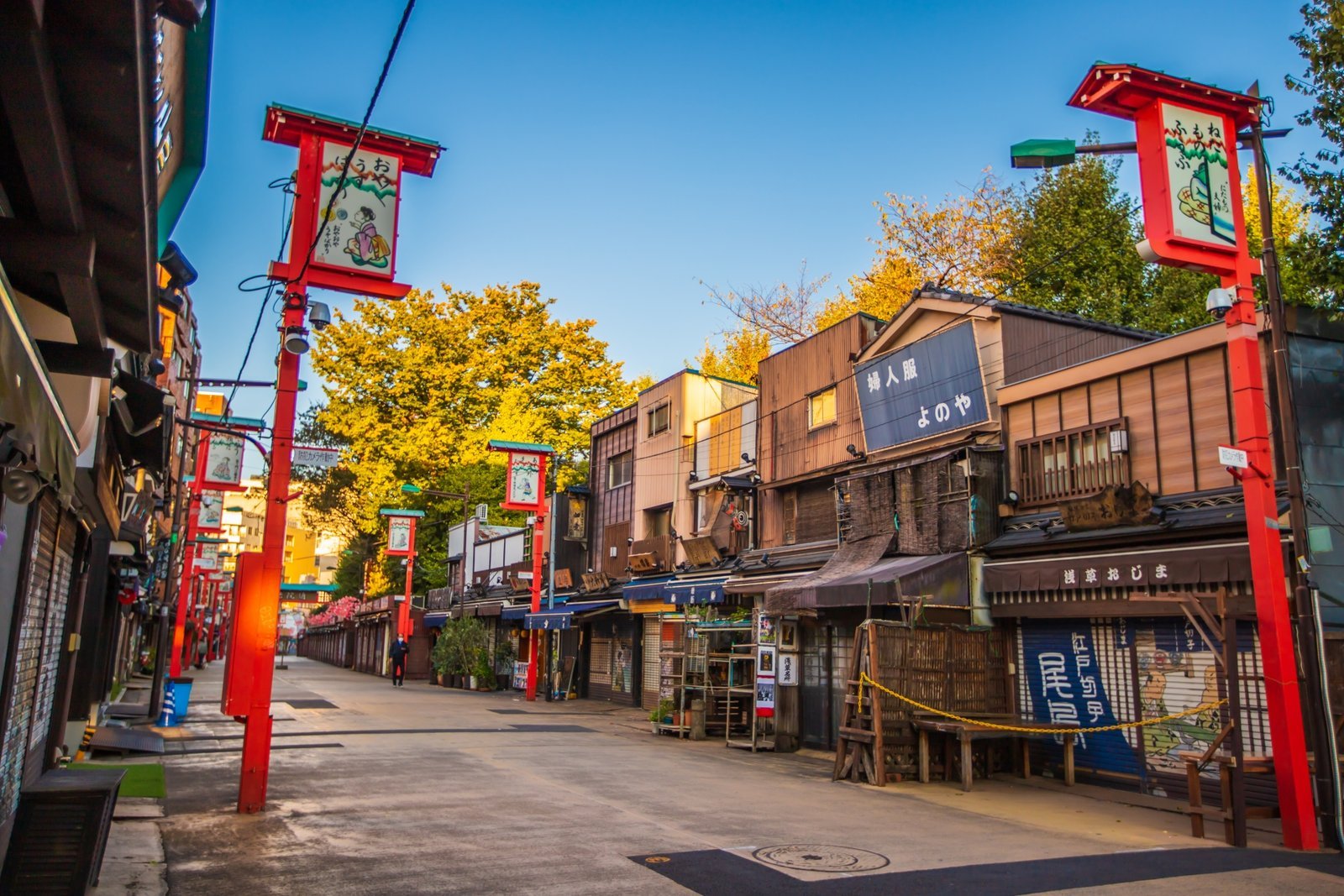 A quiet Asakusa backstreet near Senso-ji temple, the neighborhood where the district's remaining geisha houses stand