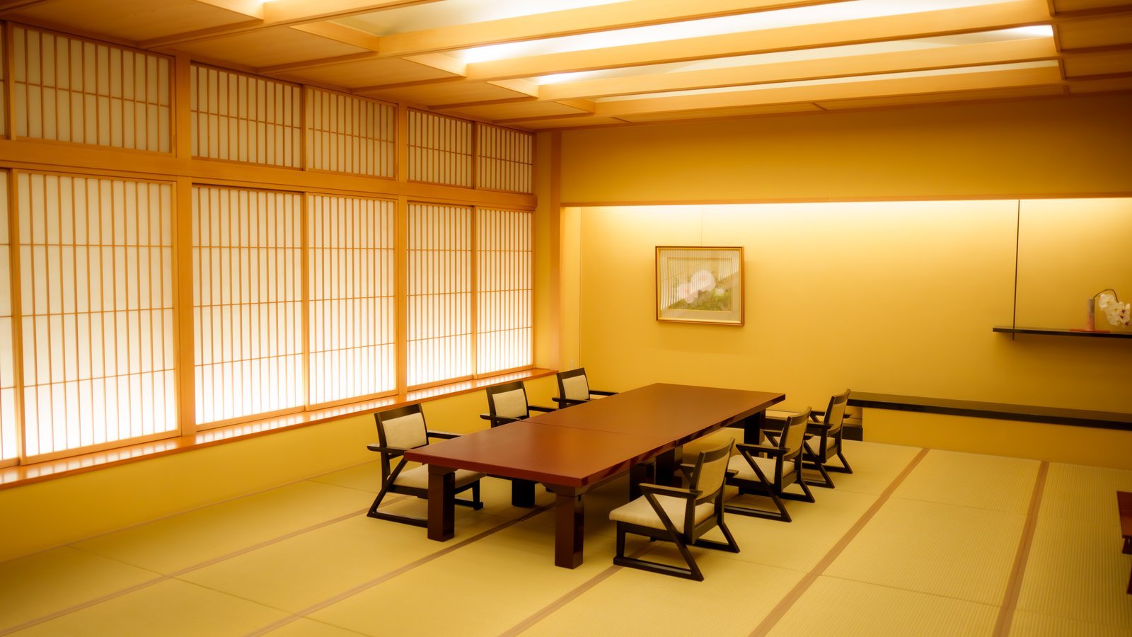 A private tatami room set for an evening meal, the kind of room-by-room service that defines a ryotei